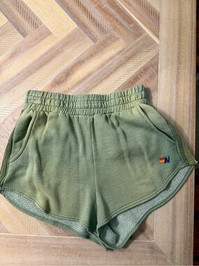 Aviator NationGreen Women's Fleece Shorts with Side Stripes